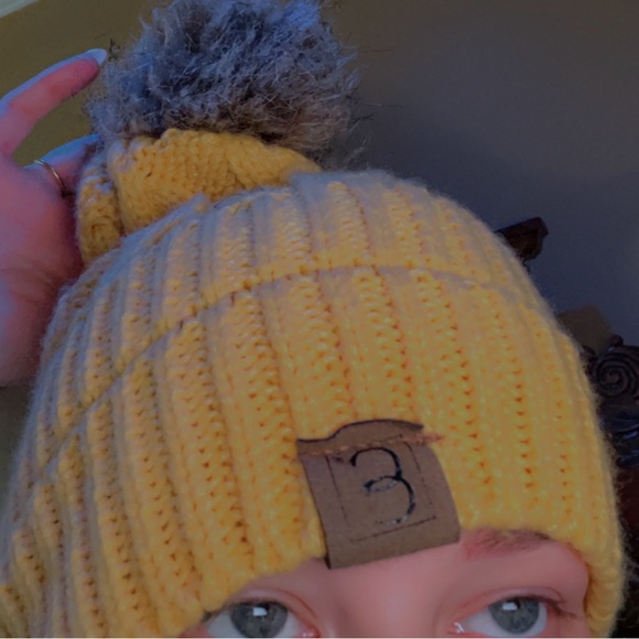 Yellow Fur Beanie - Picture 2 of 2